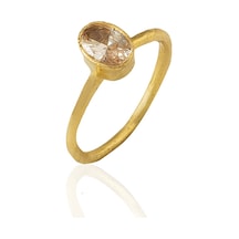 Kadir Jewellery 22 Ayar Altın Kaplama Zirkon Taşlı Kadın Minimal Yüzük Turuncu 49270058