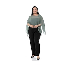 Disentis Büyük Beden Asimetrik Kesim Şifon Su Yeşili Pelerin Bolero - Su Yeşili Yeşil