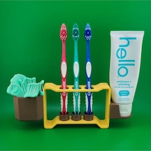 Diş Fırçalık Ve Diş Fırçası Macun Tutucu Banyo Organizer Sarı