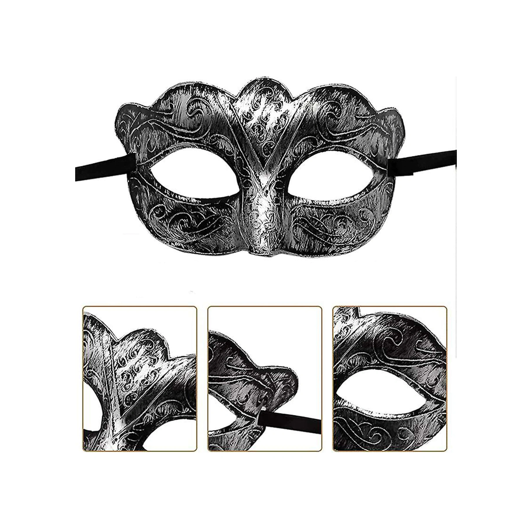 Maskeli Balo Antik Gri Gümüş Eskitilmiş Maske Balo Venedik - Sptl-763463 18