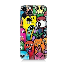 Apple Uyumlu iPhone 14 Pro Max Komik Sebze Ve Hayvan Karakterler Desenli Silikon Kılıf