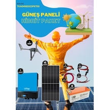 Güneş Enerjisi Hibrit Paket 7.2 Kva İnverter 450 Watt Güneş Paneli 200 Amper Jel Akü İ-2000w 48v Rüzgar Türbini + Hibrit Şarj Kontrol