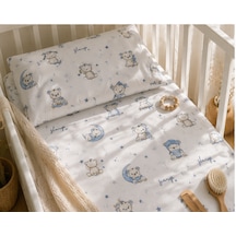 Minora Baby&kids %100 Pamuk Ranforce Anne Yanı Park Yatak Lastikli Bebek Çarşafı Ve Yastık Kılıfı Seti 70x120 - 35x45 - Mavi Ayı