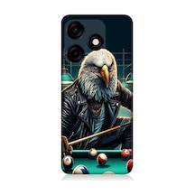 Tecno Spark 10c Uyumlu Bilardo Oynayan Deri Ceketli Kartal Desenli Silikon Kılıf