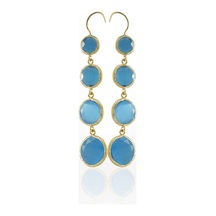 Kadir Jewellery 22 Ayar Altın Kaplama Kadın Sallantılı Küpe -el İşçiliği Ve Hipoalerjenik Küpe Koyu Mavi
