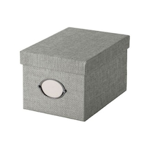 Ikea Kvarnvık Kapaklı Karton Depolama Kutusu 18 X 25 X 15 Cm Gri