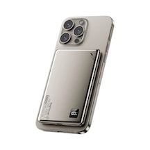Uryport Pw555 5.000 Mah Dijital Göstergeli 18w Type-c Ve 15w Kablosuz Şarj Pd Hızlı Şarj Magsafe Powerbank - Titanyum