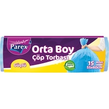 Parex Güçlü Orta Boy Çöp Torbası 15'li 55 x 60 CM