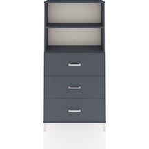 Arges Dolap 2 Raflı 3 Çekmeceli 88x30x182 Antrasit-antrasit Antrasit