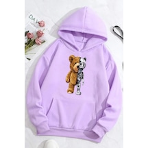 Uyguntarz Unisex Boys Bear Baskılı Sweatshirt Lila