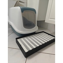 Bezos 3d Baskı Kedi Kumu Tutucu Mat Kedi Tuvaleti Önü Kum Toplayıcı Delikli Paspas Siyah Beyaz Ob