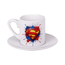 Superman Logolu Türk Kahvesi Fincanı Beyaz