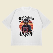 Tarzsokak Trapdog Baskılı Oversize Unisex Pamuklu Nefes Alan Kalın Kumaşlı Beyaz