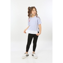 Toontoy Kids Toontoy Kız Çocuk Cool And Fancy Yazılı Kalp Baskılı Tişört Mavi