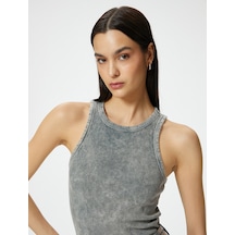 Koton Fitilli Atlet Halter Yaka Basic Soluk Efektli Gri 4sak10263ek 4SAK10263EK031