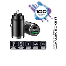 Araç Çakmak Sarj Soketi Mini Hızlı Sarj 100w Usb + Type C