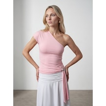Dilvin 32877 Tek Omuzlu Tokalı Top-toz Pembe