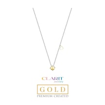 Created Light Yellow Canary Taşlı Clarit Serisi 8 Ayar Beyaz Altın Kolye