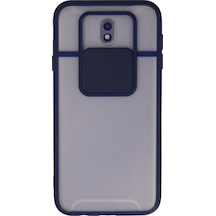 Samsung Galaxy Uyumlu J7 Pro / J730 Kılıf Palm Buzlu Kamera Sürgülü Silikon - Lacivert Diğer