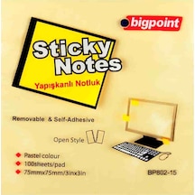Bigpoint Yapışkanlı Not Kağıdı 75X75 Mm Sarı