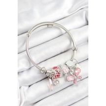 316l Çelik Pembe Zirkon Taşlı Model Gümüş Renk Charm Bileklik - Tj-bb7248 Altın - Çok Renkli