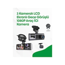 2.0 Lcd Ekranlı Döngüsel Kayıt Özellikli Üç Kameralı Oto Kamera - Verah13990-1244