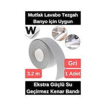 Premium Su Geçirmez Sızdırmaz Yalıtım Küf Banyo Mutfak Lavabo Gri Kenar Şerit Bant 3.2m 1 Adet