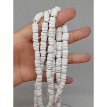 Beyaz Tırtıklı Mat Seramik Boncuk Dizi 10-12mm/33cm 54214 Çok REnkli