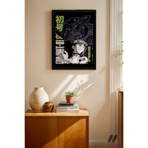 Evangelion Shinji Anime Poster, Siyah Çerçeveli Duvar Tablosu - Anime Severlere Özel Hediye