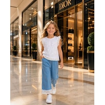 Beyaz Tshirt & Denim Pantolon Takımı Beyaz-mavi