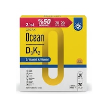 Orzax Ocean Vitamin D3 K2 Damla 20 Ml 2'li Avantaj Paket - Kombine D3 Ve K2 Vitamini İçeren Takviye Edici Gıda