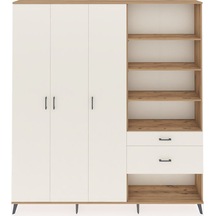 Arges Dolap 16 Raflı 2 Çekmeceli 3 Kapaklı 220x30x243 Çam-aytaşı/aytaşı Aytası/aytası