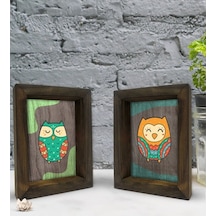 Bk Gift Dekoratif 2'Li Doğal Masif Ahşap Çerçeve 15X20Cm-78