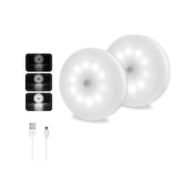 Hareket Sensörü Gece Lambası Usb Şarj Edilebilir, Soğuk Beyaz Ve Kısılabilir, 10 Led, Manyetik Gece Lambası, Dolap Merdivenleri Koridor Banyo İçin Hareket Sensörü Işığı, 3 Adet 1.0 Beyaz Gri