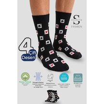 Socketta 4'lü Karışık Renk Erkek Fashion Pamuk Dikişsiz Takviyeli Gaming Soket Çorap - Premium Siyah