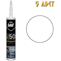 Selsil Poliüretan Mastik Yapıştırıcı Pu50 Beyaz 280 Ml. - 5 Adet