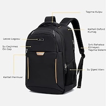Bg03 17 İnç Laptop Bölmeli Çok Fonksiyonlu 3 Katmanlı Suya Dayanıklı Sırt Çantası Siyah 4296