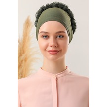 Tesettür Fırfırlı Bone Haki Haki