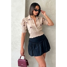 Verymoda Kol Ucu Etek Gipeli Düğmeli Gömlek Vmd1779 Taş