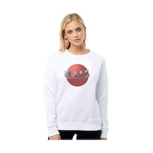 Nasa Mars Baskılı Beyaz Kadın Sweatshirt (528347295)