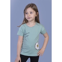 Toontoy Kids Toontoy Kız Çocuk Papatya Baskılı Tişört Yeşil