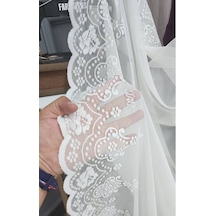 Tül Perde Klasa Pembe Sarmaşık Desen Örme 2kat Pileli Tül Perde Ekru