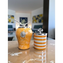 Dekoratif - Soft Sarı Mermer Şah Zebra Silindir Gümüş