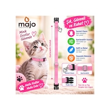 Baron Pet Kedi Boyun Tasması Kalp Charm Detaylı Ayarlanabilir Güvenlik Tokalı - Pembe