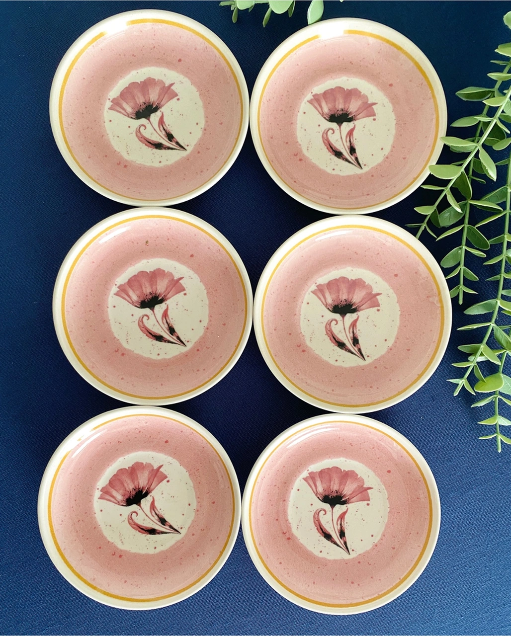 Pembe Gelincik Model 6 Adet Çay Tabağı Pembe