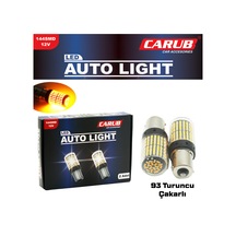 12v 93 Ampul 144 Led Düz Çakarlı Şeffaf Turuncu Ampul 144 Led