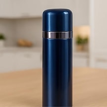 500 Ml Gümüş - Mavi - Pembe Paslanmaz Çelik Termos Çift Katmanlı Vakumlu, 24 Cm, Isı Yalıtımlı Sızdırmaz Seyahat Ve Ofis Matara Mavi Açık Beyaz