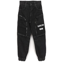 Dobakids Fermuarlı Cep Detaylı Jogger Erkek Çocuk Denim Jean Pantolon 1999 Siyah