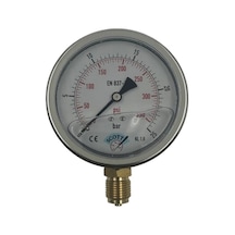 Q 100 - 0 - 25 Bar 1/2 Gliserinli Alttan Çıkışlı Manometre