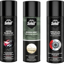 Selsil Motor Temizleme Spreyi 500 Ml, Silikon Sprey 500 Ml, Fren Balata Temizleme Spreyi 500 Ml 1 adet Selsil Motor Temizleme Spreyi 500 Ml, Silikon Sprey 500 Ml, Fren Balata Temizleme Spreyi 500 Ml 1 adet